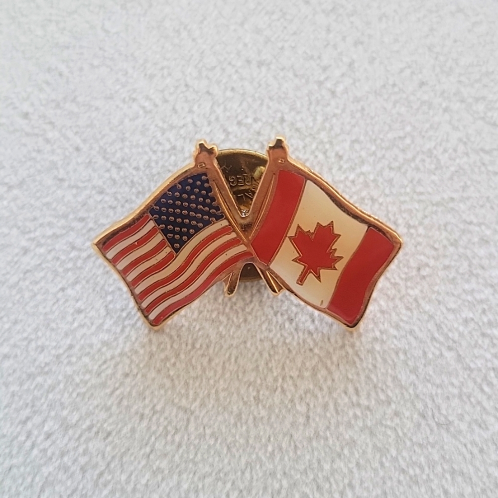 Canadian and USA Flag Pin